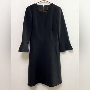J Crew ruffle 3/4 sleeve dress, black sz 0